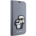 Karl Lagerfeld KLBKP14LSANKCPG iPhone 14Pro 6.1" bookcase srebrny/silver Saffiano Karl & Choupette