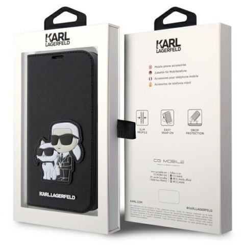 Karl Lagerfeld KLBKP14LSANKCPK iPhone 14Pro 6.1" bookcase czarny/black Saffiano Karl & Choupette
