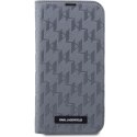 Karl Lagerfeld KLBKP14SSAKLHPG iPhone 14 / 15 / 13 6.1" bookcase srebrny/silver Saffiano Monogram