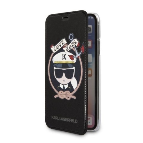 Karl Lagerfeld KLFLBKPXKSB iPhone X/Xs czarny/black bookcase Signature Glitter