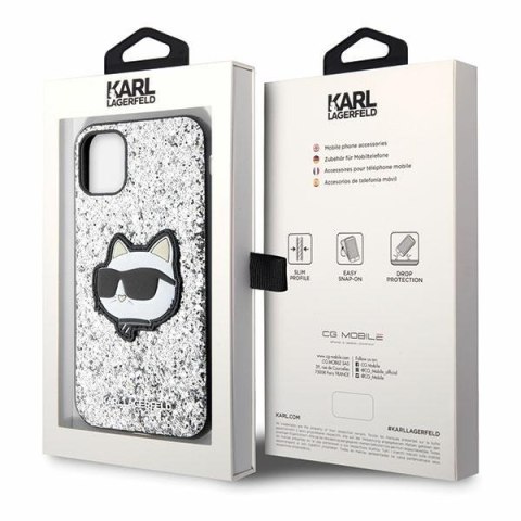 Karl Lagerfeld KLHCN61G2CPS iPhone 11 / Xr 6.1" srebrny/silver hardcase Glitter Choupette Patch