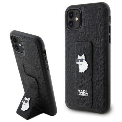 Karl Lagerfeld KLHCN61GSACHPK iPhone 11 / Xr 6.1" czarny/black hardcase Gripstand Saffiano Choupette Pins
