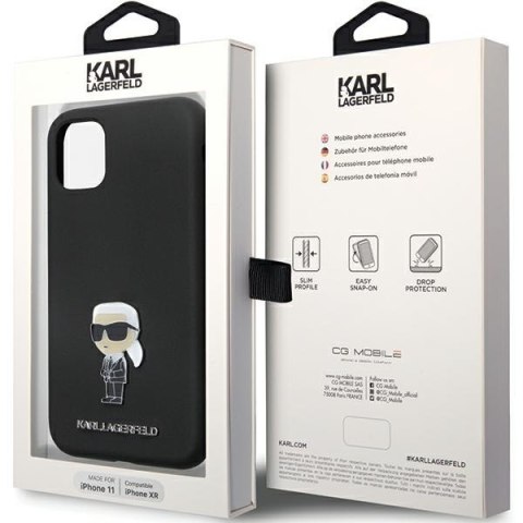 Karl Lagerfeld KLHCN61SMHKNPK iPhone 11/ Xr 6.1" czarny/black Silicone Ikonik Metal Pin