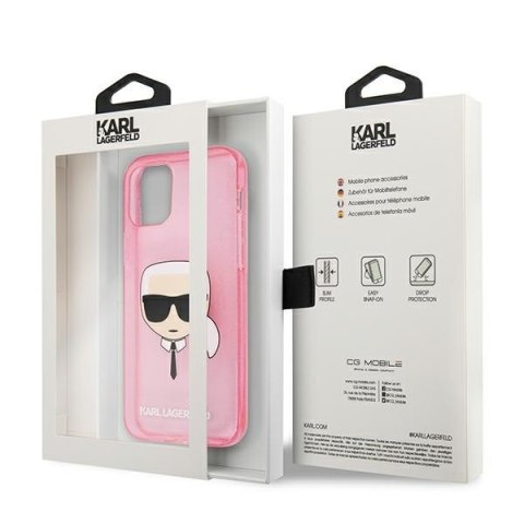 Karl Lagerfeld KLHCP13SKHTUGLP iPhone13 mini 5,4" różowy/pink hardcase Glitter Karl`s Head