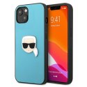 Karl Lagerfeld KLHCP13SPKMB iPhone 13mini 5,4" niebieski/blue hardcase Leather Ikonik Karl`s Head Metal