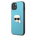 Karl Lagerfeld KLHCP13SPKMB iPhone 13mini 5,4" niebieski/blue hardcase Leather Ikonik Karl`s Head Metal