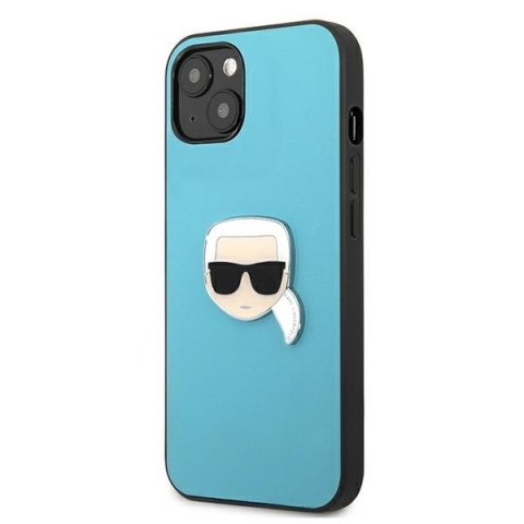 Karl Lagerfeld KLHCP13SPKMB iPhone 13mini 5,4" niebieski/blue hardcase Leather Ikonik Karl`s Head Metal