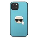 Karl Lagerfeld KLHCP13SPKMB iPhone 13mini 5,4" niebieski/blue hardcase Leather Ikonik Karl`s Head Metal