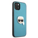 Karl Lagerfeld KLHCP13SPKMB iPhone 13mini 5,4" niebieski/blue hardcase Leather Ikonik Karl`s Head Metal