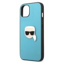 Karl Lagerfeld KLHCP13SPKMB iPhone 13mini 5,4" niebieski/blue hardcase Leather Ikonik Karl`s Head Metal