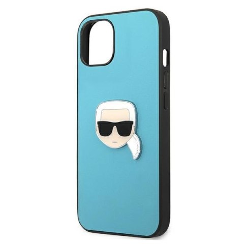 Karl Lagerfeld KLHCP13SPKMB iPhone 13mini 5,4" niebieski/blue hardcase Leather Ikonik Karl`s Head Metal