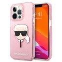 Karl Lagerfeld KLHCP13XKHTUGLP iPhone 13Pro Max 6,7" różowy/pink hardcase Glitter Karl`s Head