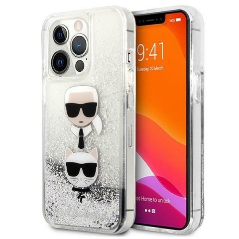 Karl Lagerfeld KLHCP13XKICGLS iPhone 13Pro Max 6,7" srebrny/silver hardcase Liquid Glitter Karl&Choupette Head