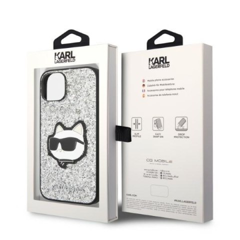 Karl Lagerfeld KLHCP14MG2CPS iPhone 14 Plus / 15 Plus 6,7" srebrny/silver hardcase Glitter Choupette Patch