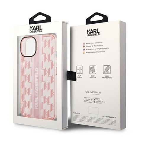 Karl Lagerfeld KLHCP14MHKLSPCP iPhone 14 Plus / 15 Plus 6,7" hardcase różowy/pink Mono Vertical Stripe