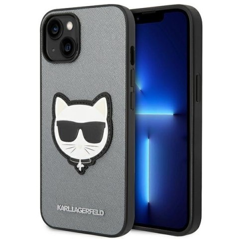 Karl Lagerfeld KLHCP14MSAPCHG iPhone 14 Plus / 15 Plus 6,7" hardcase srebrny/silver Saffiano Choupette Head Patch