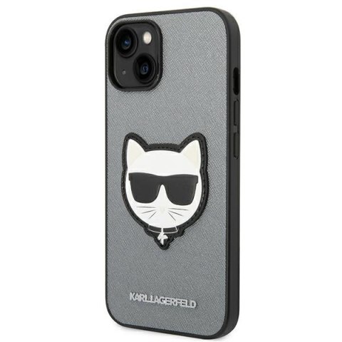 Karl Lagerfeld KLHCP14MSAPCHG iPhone 14 Plus / 15 Plus 6,7" hardcase srebrny/silver Saffiano Choupette Head Patch