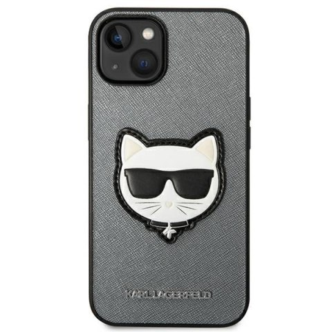Karl Lagerfeld KLHCP14MSAPCHG iPhone 14 Plus / 15 Plus 6,7" hardcase srebrny/silver Saffiano Choupette Head Patch