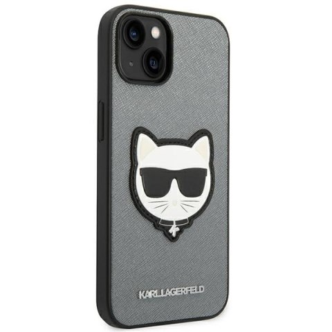 Karl Lagerfeld KLHCP14MSAPCHG iPhone 14 Plus / 15 Plus 6,7" hardcase srebrny/silver Saffiano Choupette Head Patch