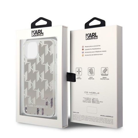 Karl Lagerfeld KLHCP14SLMNMS iPhone 14 / 15 / 13 6,1" hardcase srebrny/silver Liquid Glitter Monogram