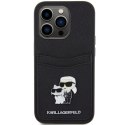 Karl Lagerfeld KLHCP15LSAPKCNPK iPhone 15 Pro 6.1" czarny/black hardcase Saffiano Cardslot Karl&Choupette Metal Pin