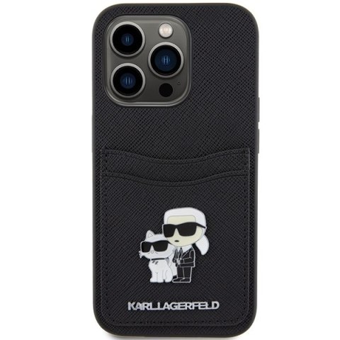 Karl Lagerfeld KLHCP15LSAPKCNPK iPhone 15 Pro 6.1" czarny/black hardcase Saffiano Cardslot Karl&Choupette Metal Pin