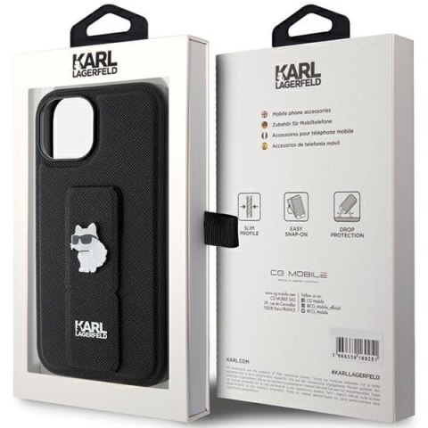 Karl Lagerfeld KLHCP15MGSACHPK iPhone 15 Plus / 14 Plus 6.7" czarny/black hardcase Gripstand Saffiano Choupette Pins