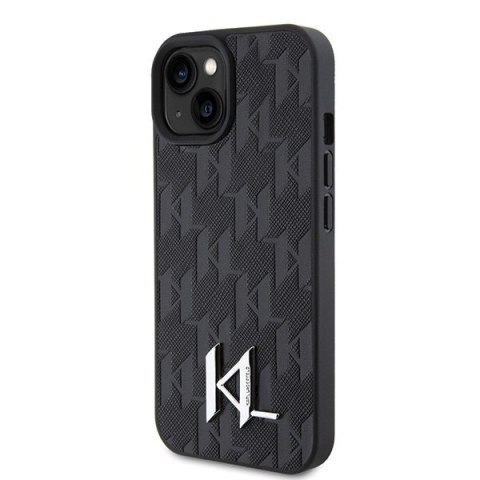 Karl Lagerfeld KLHCP15SPKLPKLK iPhone 15 / 14 / 13 6.1" czarny/black hardcase Leather Monogram Hot Stamp Metal Logo