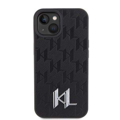 Karl Lagerfeld KLHCP15SPKLPKLK iPhone 15 / 14 / 13 6.1" czarny/black hardcase Leather Monogram Hot Stamp Metal Logo