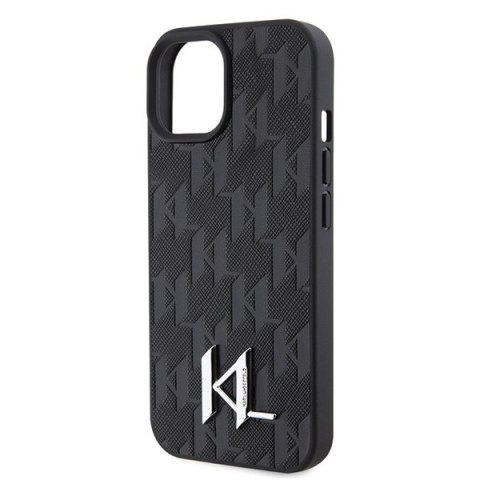 Karl Lagerfeld KLHCP15SPKLPKLK iPhone 15 / 14 / 13 6.1" czarny/black hardcase Leather Monogram Hot Stamp Metal Logo