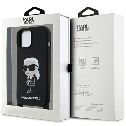 Karl Lagerfeld KLHCP15SSCBSKNK iPhone 15 / 14 / 13 6.1" hardcase czarny/black Crossbody Silicone Ikonik