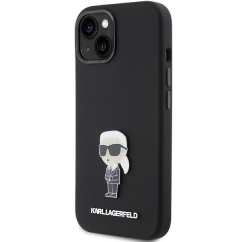 Karl Lagerfeld KLHCP15SSMHKNPK iPhone 15 / 14 / 13 6.1" czarny/black Silicone Ikonik Metal Pin