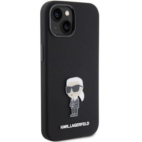 Karl Lagerfeld KLHCP15SSMHKNPK iPhone 15 / 14 / 13 6.1" czarny/black Silicone Ikonik Metal Pin