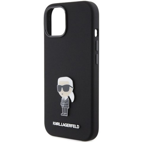 Karl Lagerfeld KLHCP15SSMHKNPK iPhone 15 / 14 / 13 6.1" czarny/black Silicone Ikonik Metal Pin