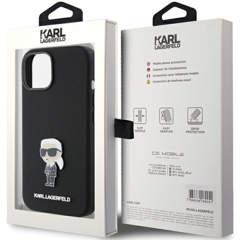 Karl Lagerfeld KLHCP15SSMHKNPK iPhone 15 / 14 / 13 6.1" czarny/black Silicone Ikonik Metal Pin