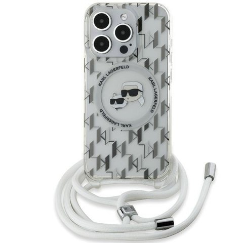 Karl Lagerfeld KLHMP15LHCKCKLCT iPhone15 Pro 6.1" transparent hardcase IML Crossbody Monogram Karl & Choupette Head MagSafe
