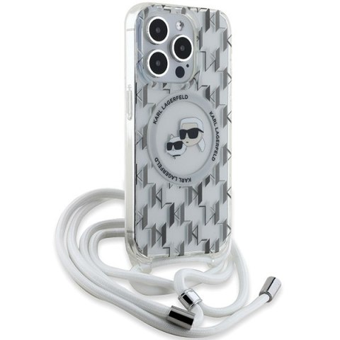Karl Lagerfeld KLHMP15LHCKCKLCT iPhone15 Pro 6.1" transparent hardcase IML Crossbody Monogram Karl & Choupette Head MagSafe