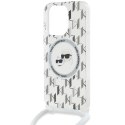 Karl Lagerfeld KLHMP15LHCKCKLCT iPhone15 Pro 6.1" transparent hardcase IML Crossbody Monogram Karl & Choupette Head MagSafe