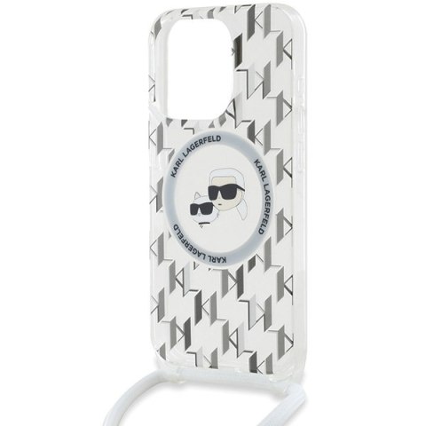 Karl Lagerfeld KLHMP15LHCKCKLCT iPhone15 Pro 6.1" transparent hardcase IML Crossbody Monogram Karl & Choupette Head MagSafe