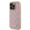 Karl Lagerfeld KLHMP15LPKHPORPP iPhone 15 Pro 6.1" hardcase różowy/pink Leather Monogram Metal Logo MagSafe