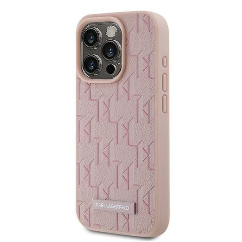 Karl Lagerfeld KLHMP15LPKHPORPP iPhone 15 Pro 6.1" hardcase różowy/pink Leather Monogram Metal Logo MagSafe
