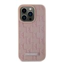 Karl Lagerfeld KLHMP15LPKHPORPP iPhone 15 Pro 6.1" hardcase różowy/pink Leather Monogram Metal Logo MagSafe