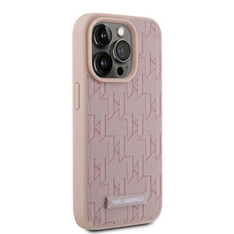 Karl Lagerfeld KLHMP15LPKHPORPP iPhone 15 Pro 6.1" hardcase różowy/pink Leather Monogram Metal Logo MagSafe