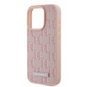 Karl Lagerfeld KLHMP15LPKHPORPP iPhone 15 Pro 6.1" hardcase różowy/pink Leather Monogram Metal Logo MagSafe