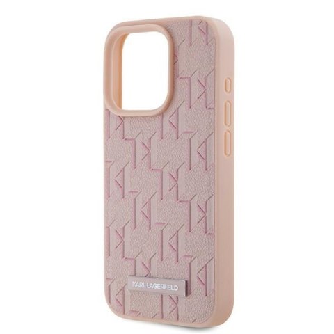 Karl Lagerfeld KLHMP15LPKHPORPP iPhone 15 Pro 6.1" hardcase różowy/pink Leather Monogram Metal Logo MagSafe