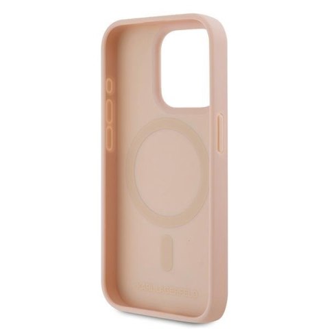 Karl Lagerfeld KLHMP15LPKHPORPP iPhone 15 Pro 6.1" hardcase różowy/pink Leather Monogram Metal Logo MagSafe