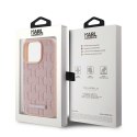 Karl Lagerfeld KLHMP15LPKHPORPP iPhone 15 Pro 6.1" hardcase różowy/pink Leather Monogram Metal Logo MagSafe