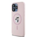 Karl Lagerfeld KLHMP15LSCMKCRHP iPhone 15 Pro 6.1" różowy/pink hardcase Silicone Karl & Choupette MagSafe
