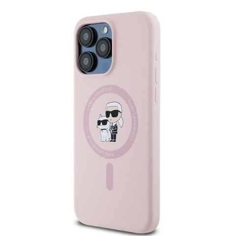Karl Lagerfeld KLHMP15LSCMKCRHP iPhone 15 Pro 6.1" różowy/pink hardcase Silicone Karl & Choupette MagSafe