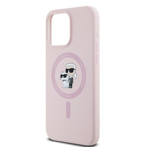Karl Lagerfeld KLHMP15LSCMKCRHP iPhone 15 Pro 6.1" różowy/pink hardcase Silicone Karl & Choupette MagSafe